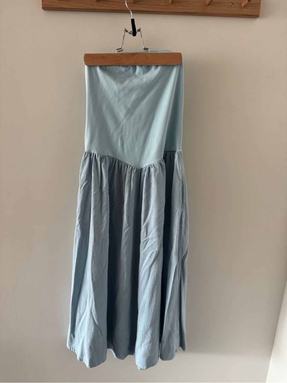 Women Midi Dress Strapless Drop-Waist A Line Tube Dress with pockets